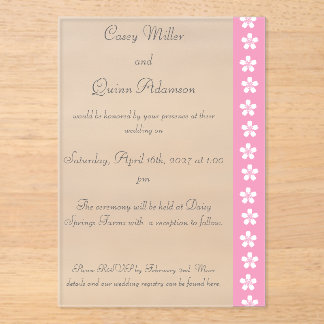 Charming Sakura in Petal Pink Acrylic Wedding Invitations