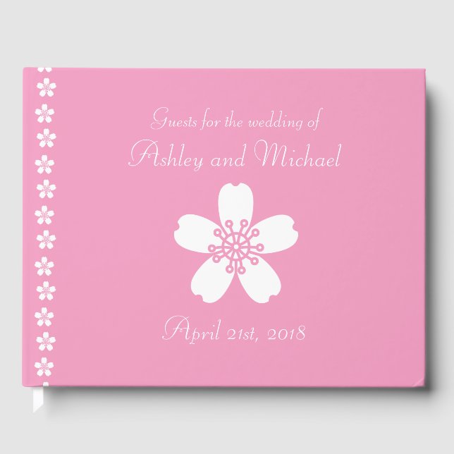 Charming Sakura in Petal Pink Guest Book (Front)