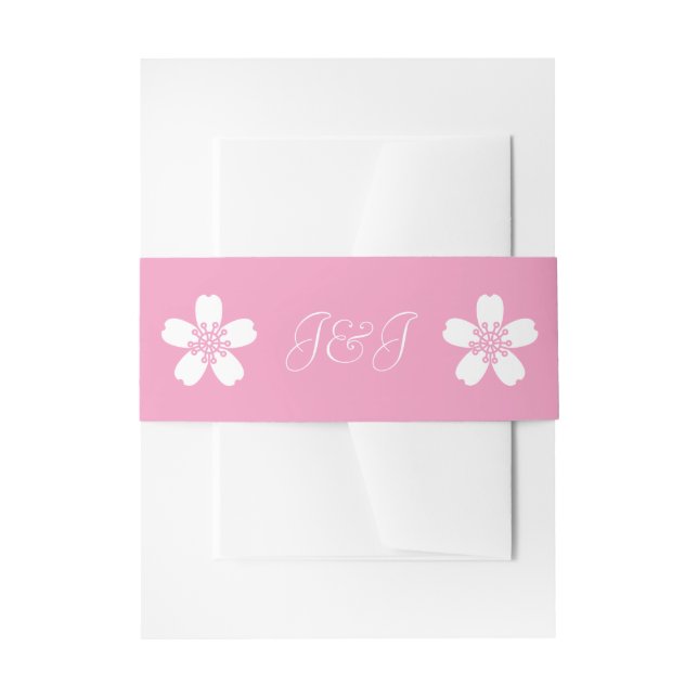 Charming Sakura in Petal Pink Invitation Band Invitation Belly Band (Front Example)
