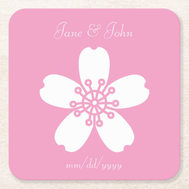 Charming Sakura in Petal Pink Paper Coaster (Front)