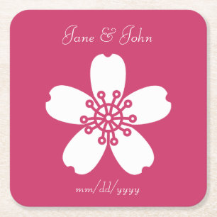 Charming Sakura in Raspberry Paper Coaster