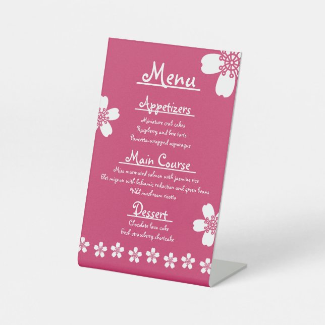 Charming Sakura in Raspberry Pedestal Sign (Front)