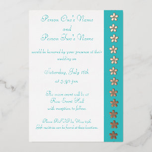 Charming Sakura in Turquoise Foil Invitation