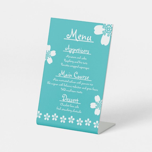 Charming Sakura in Turquoise Pedestal Sign (Front)