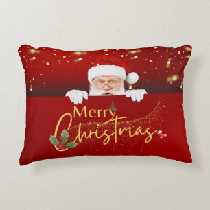 Charming Santa Claus Merry Christmas Red Decorative Cushion