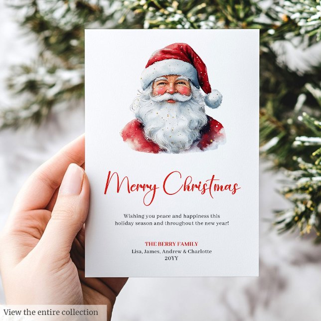 Charming Santa Claus Red Green Rustic Holiday Card (Charming Santa Claus Red Green Rustic Holiday Card)