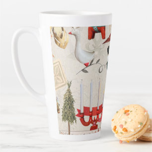Charming Scandinavian Folk Christmas Latte Mug