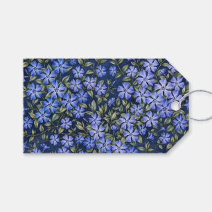 Charming Scattered Periwinkle Flowers Deep Blue Gift Tags
