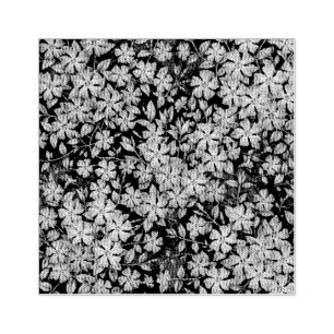 Charming Scattered Periwinkle Flowers Deep Blue Rubber Stamp