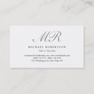 Charming Script Monogram White Black Business Card