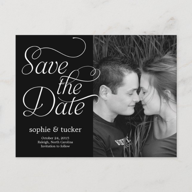 Charming Script Save The Date Card (Front)