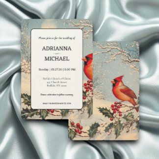 Charming Seasonal Wedding Featuring Red Cardinal Invitation