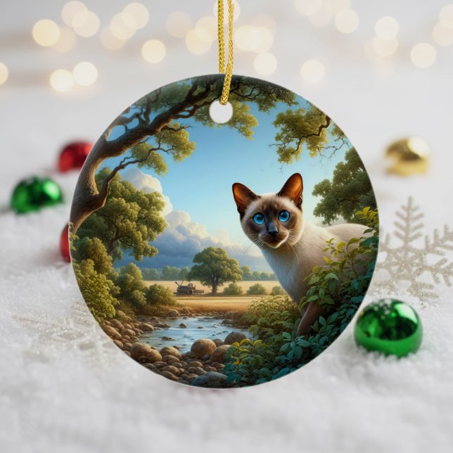 Charming Siamese Cat Keepsake Ceramic Tree Decoration (Creator Uploaded)