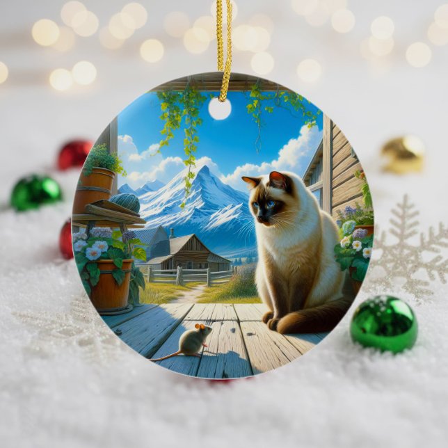 Charming Siamese Cat Keepsake Ceramic Tree Decoration (Creator Uploaded)
