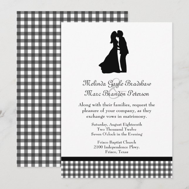 Charming Silhouette Kissing Couple Wedding Invitation (Front/Back)
