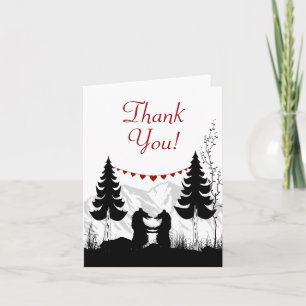 Charming Silhouette Mountain Bears Thank You Card