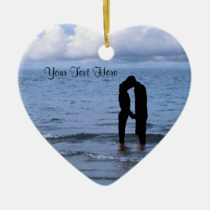 Charming Silhouette of Husband & Wife at the Beach Ceramic Tree Decoration