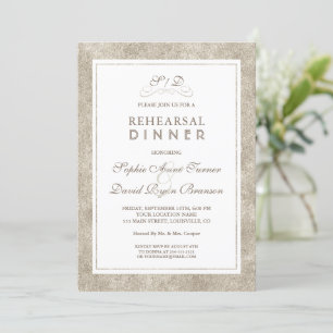 Charming Silver White Border Rehearsal Dinner Invitation
