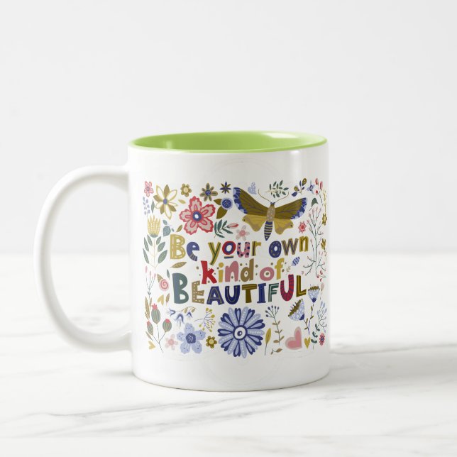 Charming Simple Message Delightful Nature Quote  Two-Tone Coffee Mug (Left)