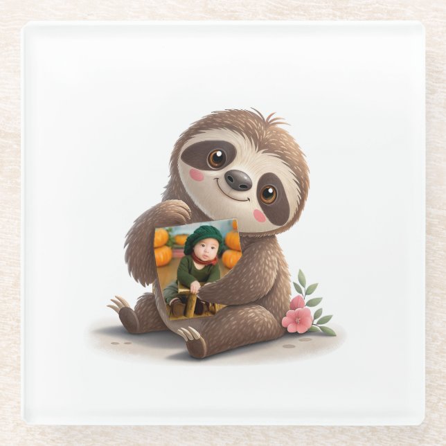 Charming Sloth Glass Coaster (Front)