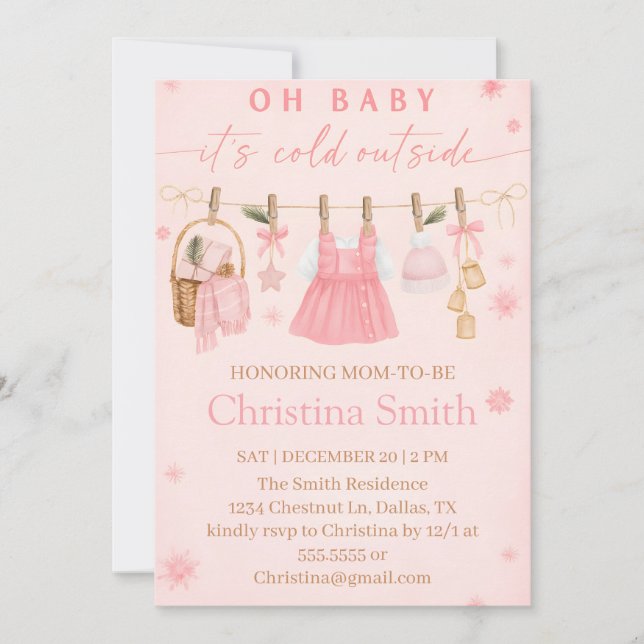 Charming Snowflake Baby Shower for Your Baby Girl Invitation (Front)