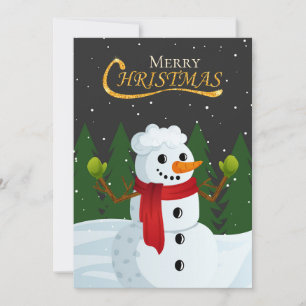 Charming Snowman Festive Forest Glitter Art Holiday Card