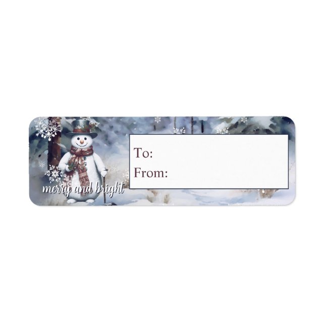Charming Snowman Watercolor Winter Forest Gift (Front)