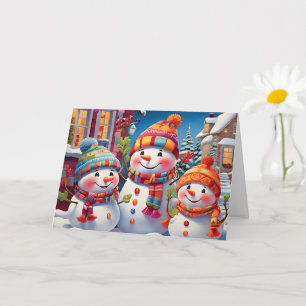Charming Snowmen Family Festive Card
