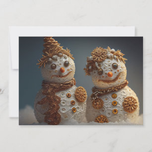 Charming Snowmen with Glitter & Gingerbread Accent Holiday Card