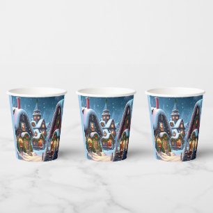 Charming snowy Christmas village Paper Cups