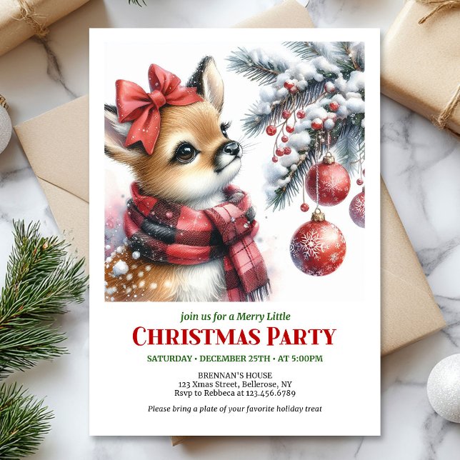 Charming snowy forest baby deer Christmas invite  (Charming snowy forest baby deer Christmas invite digital)