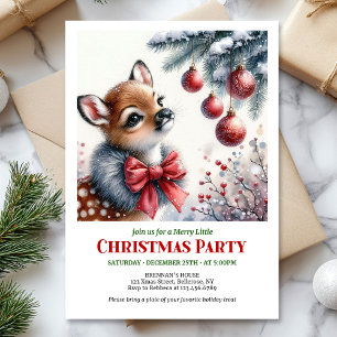 Charming snowy forest baby deer Christmas invite 