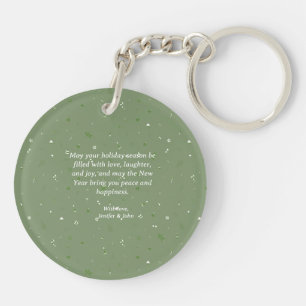 Charming Snowy Village Watercolor Christmas Key Ring
