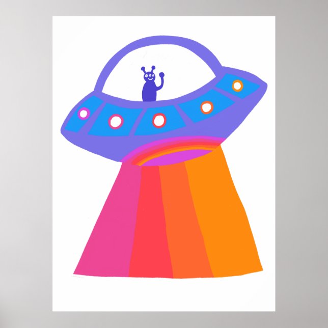Charming Space Aliens Martians UFO Cute Poster (Front)