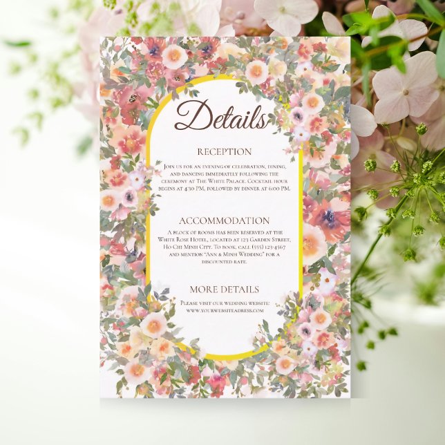  Charming Spring Floral Wedding Details Card (Creator Uploaded)