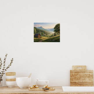 Charming Spring Village Path – Cozy Cottage Art Poster
