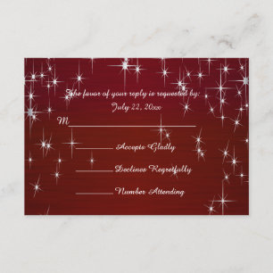 Charming Star Struck Wedding Burgundy Red RSVP Card