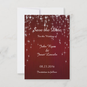 Charming Star Struck Wedding Burgundy Red Save The Date