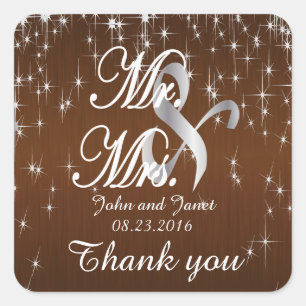 Charming Star Struck Wedding   Chocolate Brown Square Sticker