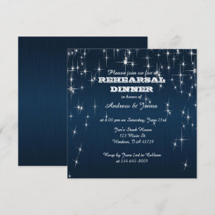 Charming Star Struck Wedding   Navy Blue Invitation