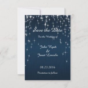 Charming Star Struck Wedding   Navy Blue Save The Date