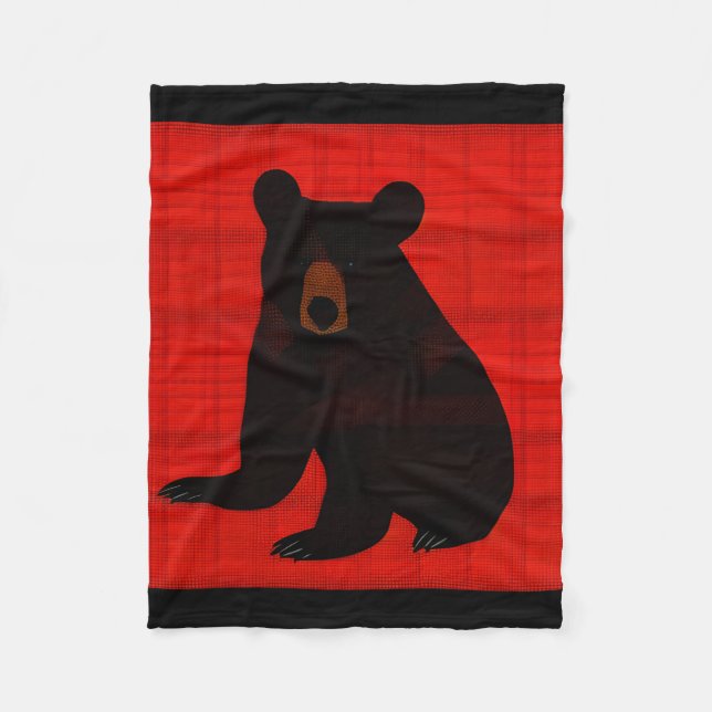 Charming Story Book Black Bear Cub Fleece Blanket (Front)
