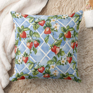 Charming Strawberry & Leaf Pattern – Vintage (2) Cushion