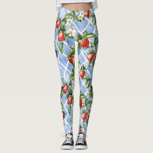 Charming Strawberry & Leaf Pattern – Vintage (2) Leggings
