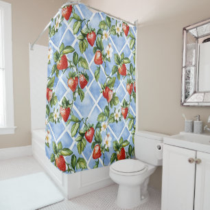 Charming Strawberry & Leaf Pattern – Vintage (2) Shower Curtain