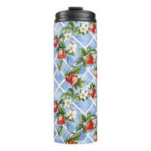Charming Strawberry & Leaf Pattern – Vintage (2) Thermal Tumbler