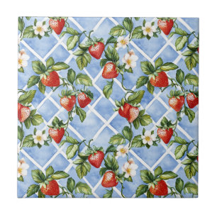 Charming Strawberry & Leaf Pattern – Vintage (2) Tile