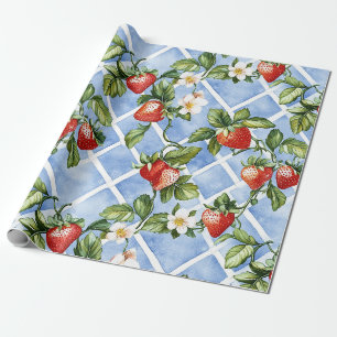 Charming Strawberry & Leaf Pattern – Vintage (2) Wrapping Paper