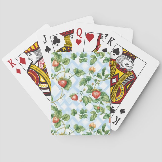Charming Strawberry & Leaf Pattern – Vintage Playing Cards (Back)