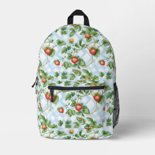 Charming Strawberry & Leaf Pattern – Vintage Printed Backpack